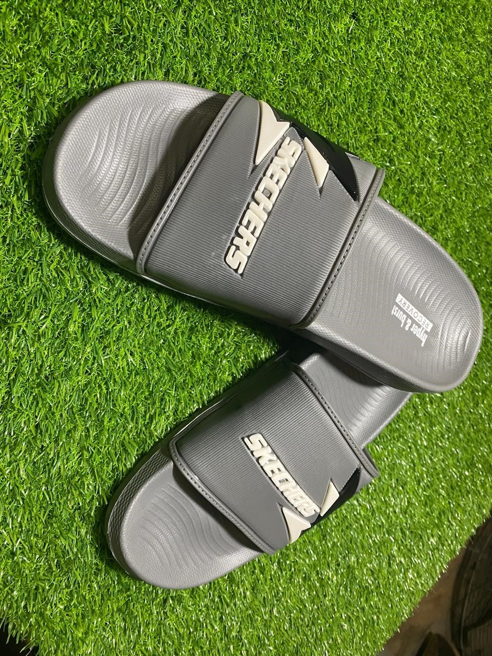 Grey Skechers Slippers