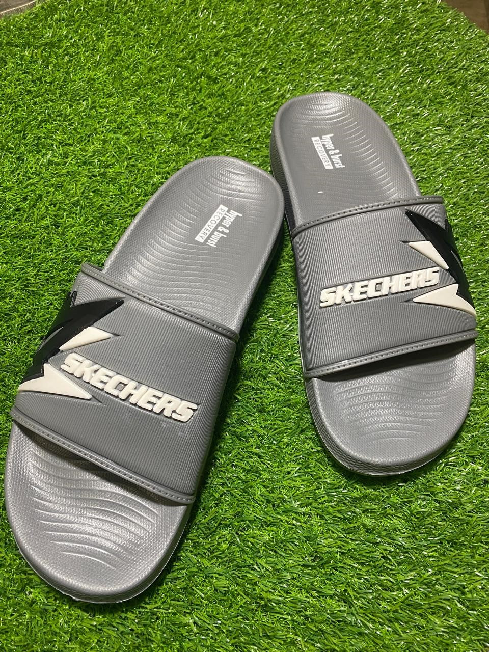 Grey Skechers Slippers