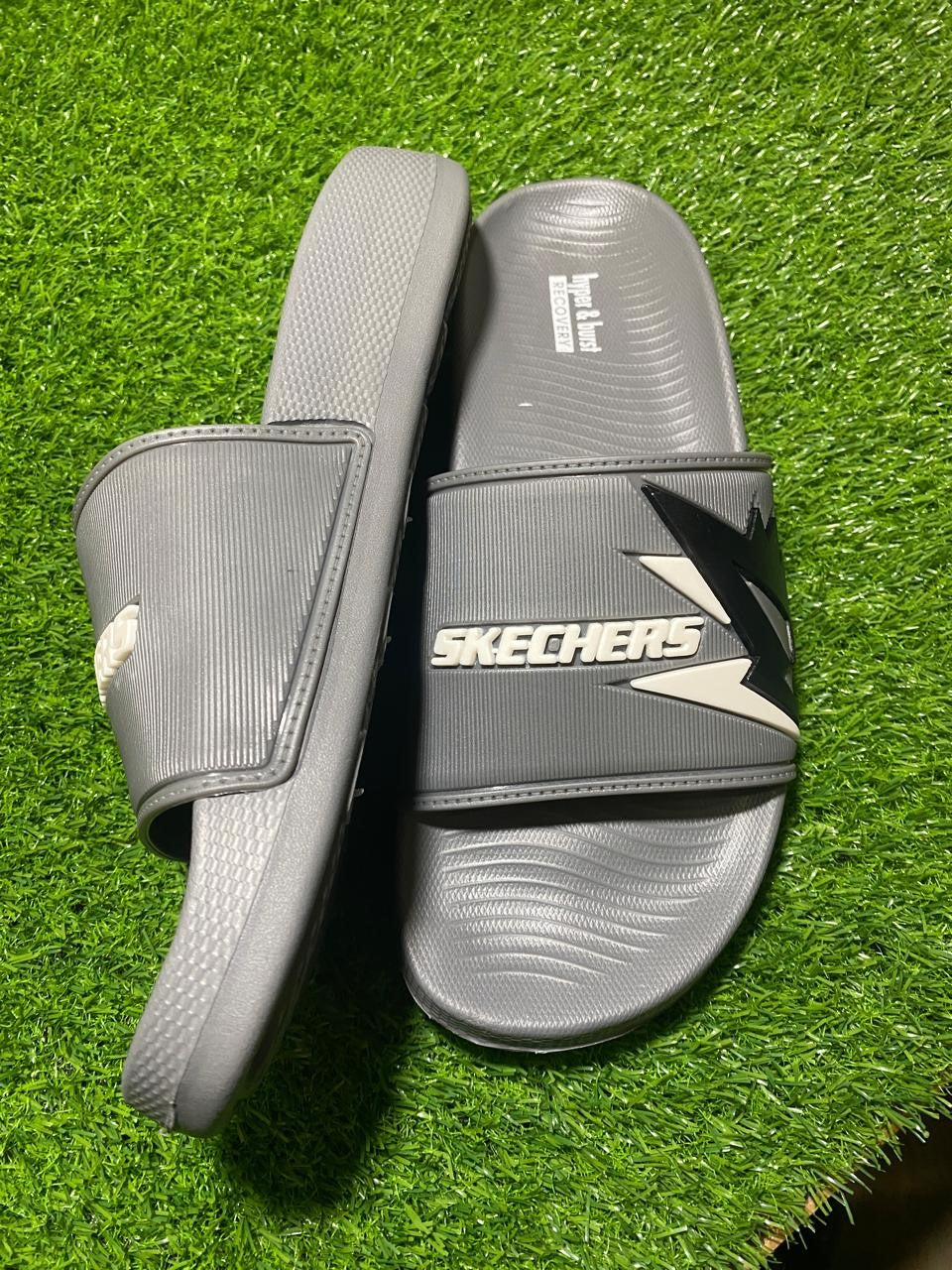 Grey Skechers Slippers