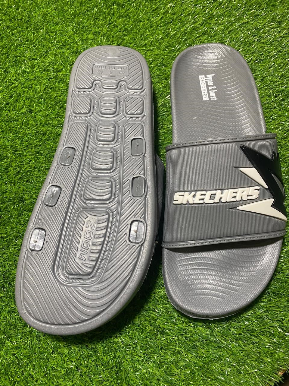 Grey Skechers Slippers