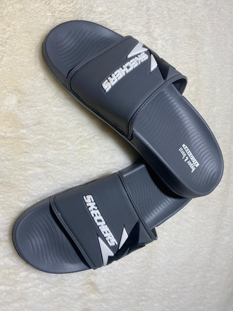 Grey Skechers Slippers