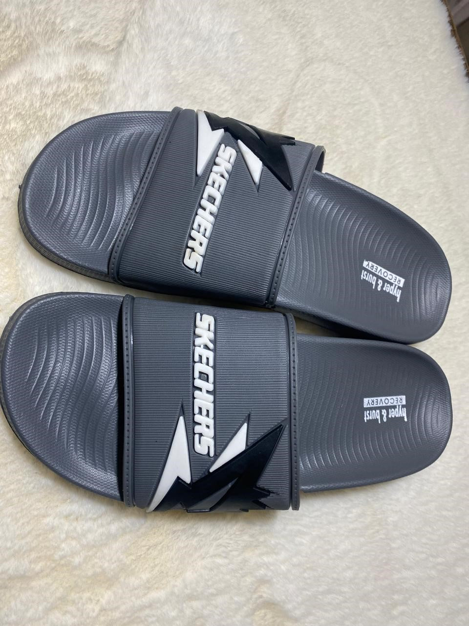 Grey Skechers Slippers