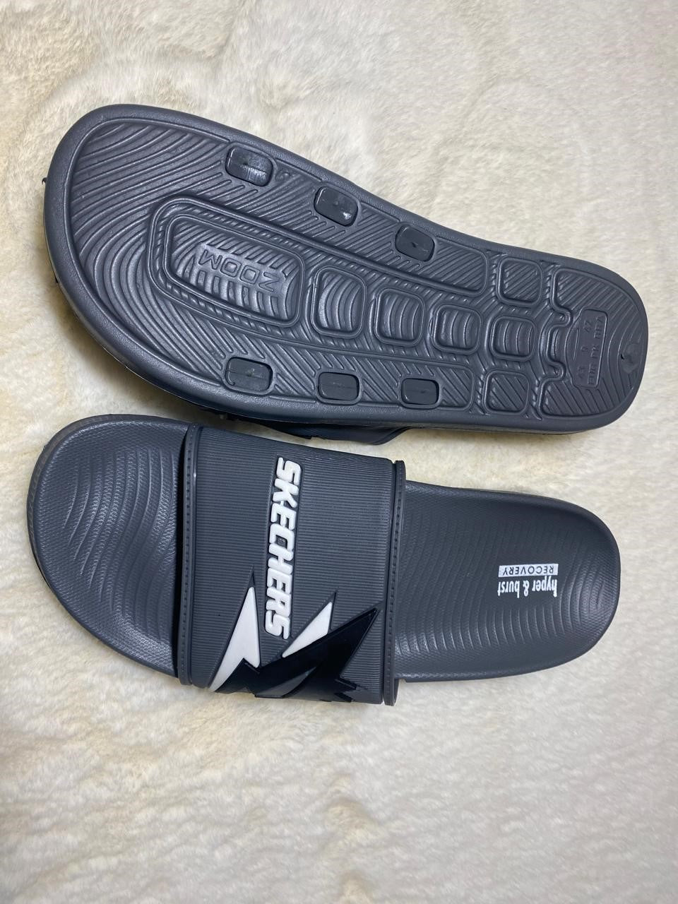 Grey Skechers Slippers