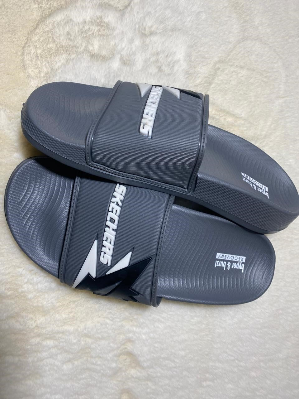 Grey Skechers Slippers