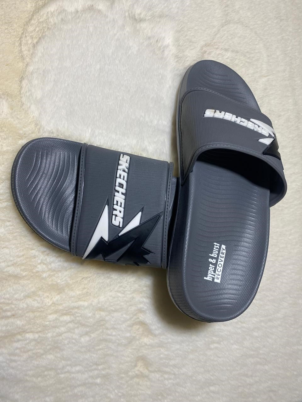 Grey Skechers Slippers